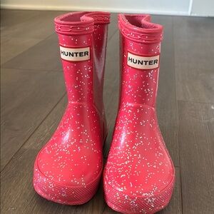 Hunter Kids Pink Glitter Rain Boots